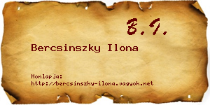 Bercsinszky Ilona névjegykártya